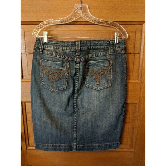 NOBO No Boundaries Stretch Jean Denim Skirt Size 9 Juniors Embroidered - Picture 4 of 8